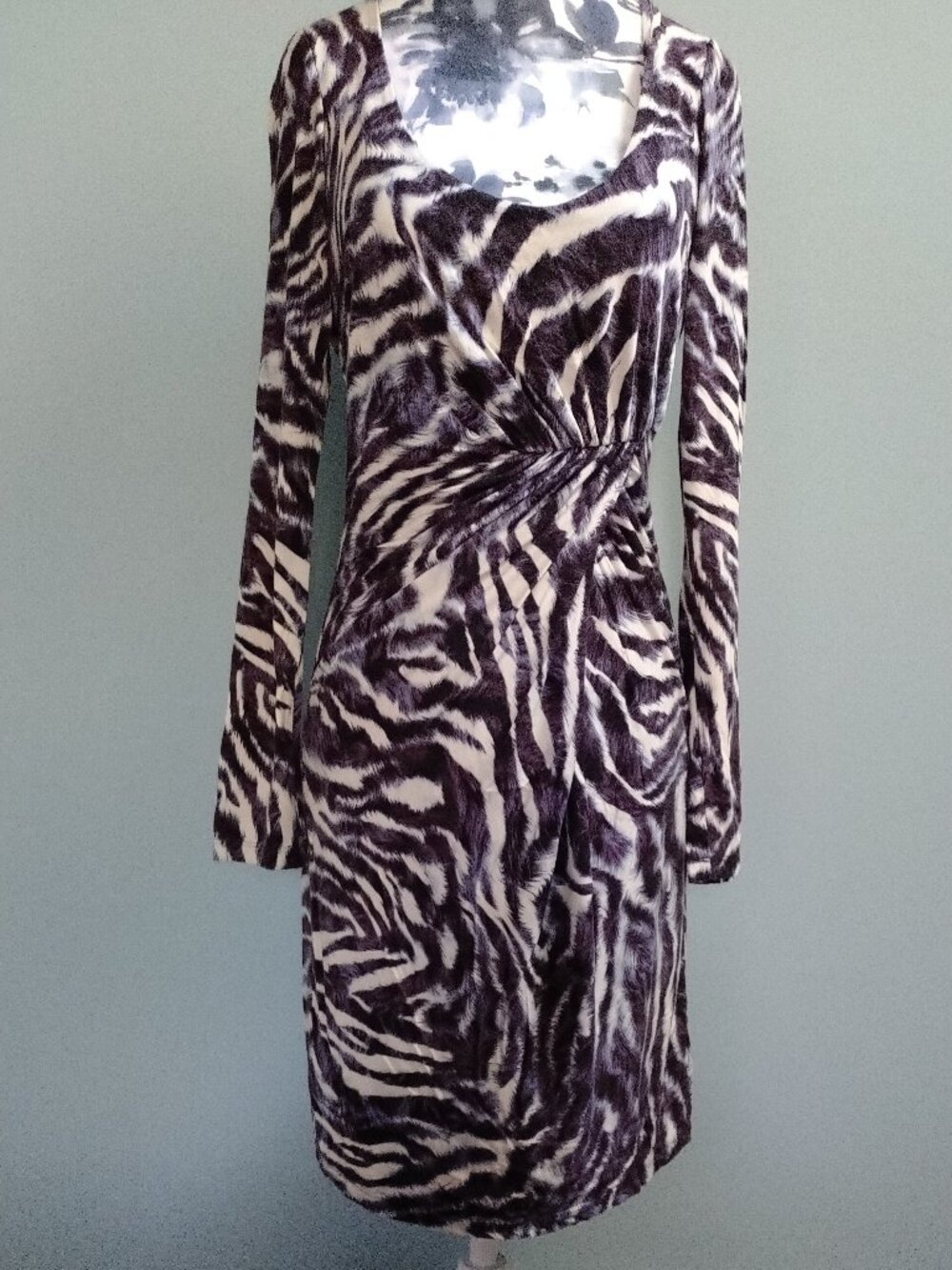 "Velvet" Brand Purple Abstract Animal Print Dress, size S